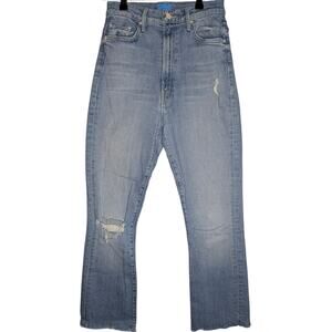 MOTHER The Tippy Top Insider Ankle Fray Jeans 27 Sippin Sweet Tea Blue Flare